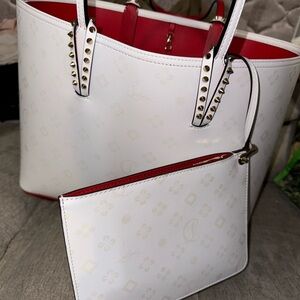 Christian Louboutin White and Red Tote Bag Set